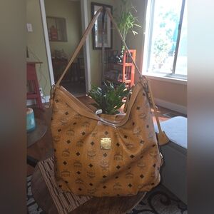 MCM Cognac Visetos Hobo Shoulder Bag